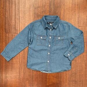Ben Sherman Boys Medium Classic Blue Denim Button Down Shirt, Size 4T